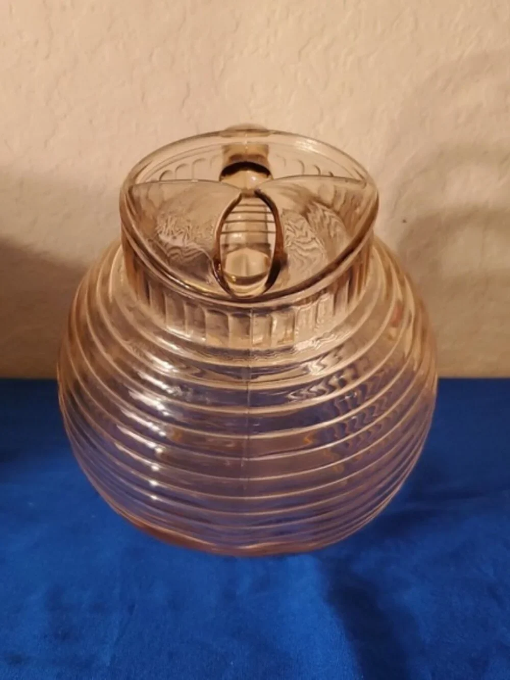 VTG Anchor Hocking Manhattan Pink Depression Glass Tilted Ball Pitcher 80 oz Ice